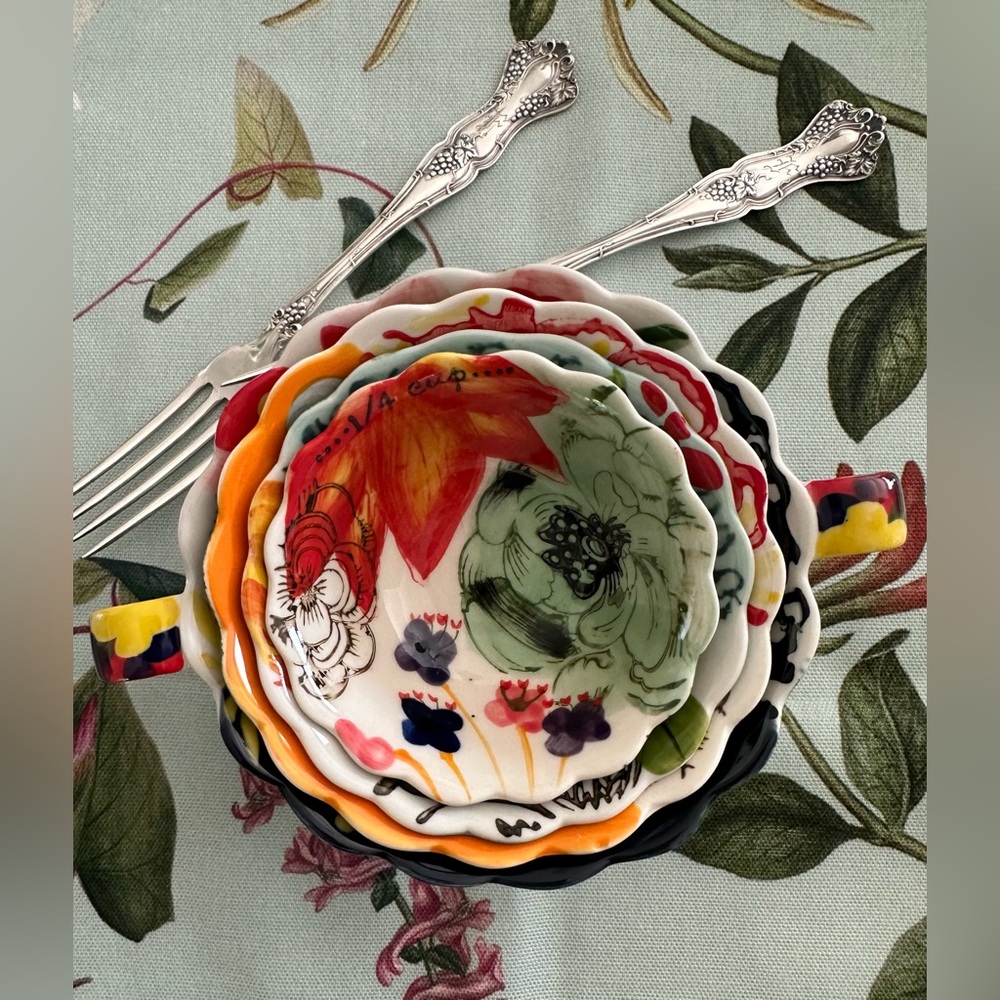 Anthropologie Vibrant Floral Measuring Ceramic Bowls Instagram influencer cookin